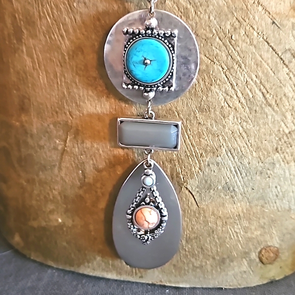 Chicos Y necklace adjustable long length pink, turquoise, purple silver - Picture 6 of 9